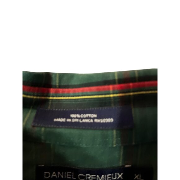 Daniel Cremieux Shirt Mens XL Used Plaid Cotton Button Down Green Red - Picture 15 of 15